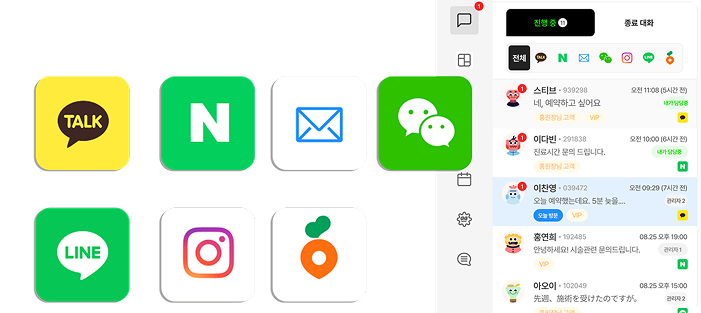 카카오톡, 네이버, 라인 등 SNS 통합 관리
